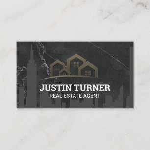 Communities City Skyline Black Marble Business Card