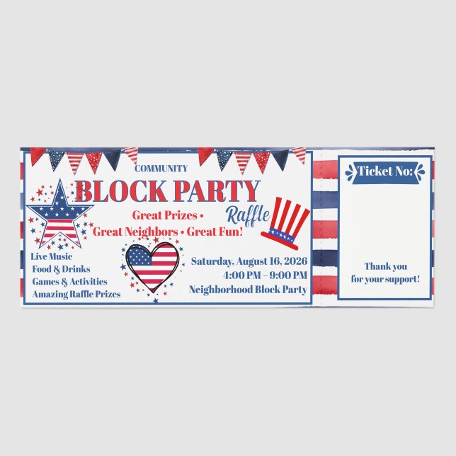 Community Block Party Raffle Ticket Template (Front)