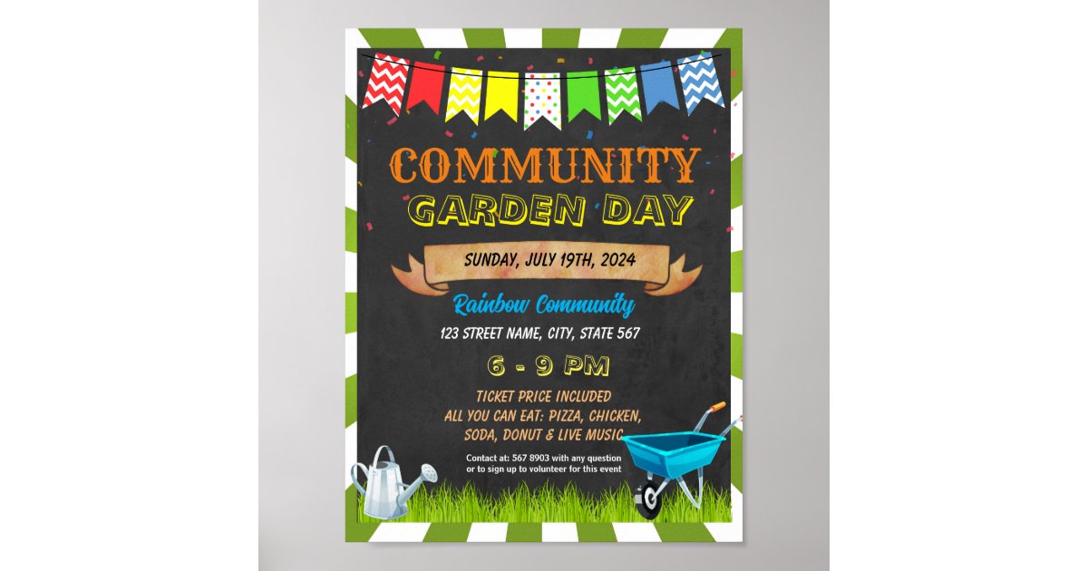 Community Garden event template Poster | Zazzle