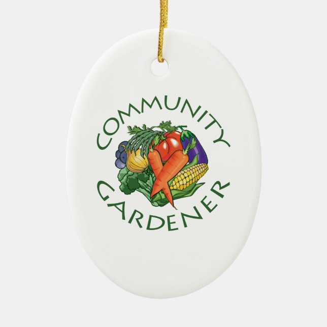 Community Gardening Ceramic Ornament (Front)