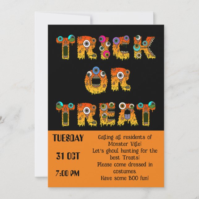 Community Halloween Trick or Treat  Invitation (Front)