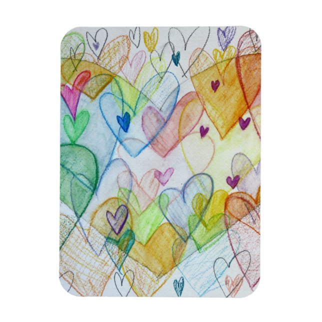 Community Hearts Art Inspirational Fridge Magnet (Vertical)