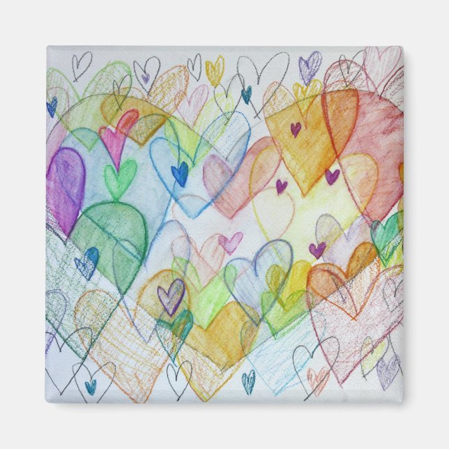 Community Hearts Art Rainbow Fridge Magnet (Front)