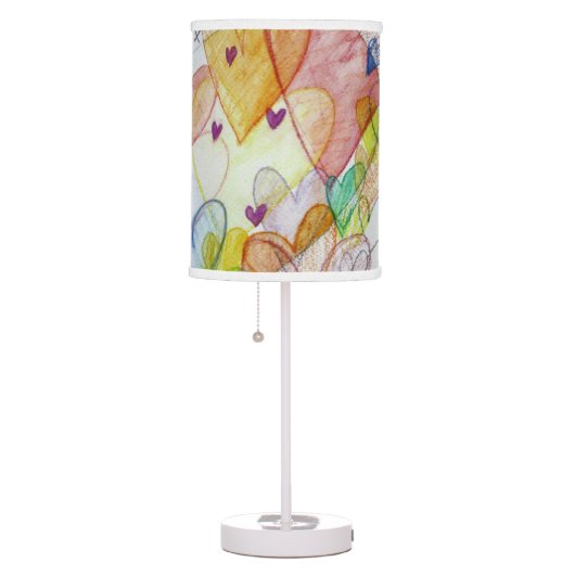 Community Hearts Color Art Custom Table Lamp (Right)