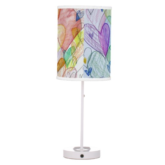 Community Hearts Color Art Custom Table Lamp (Back)
