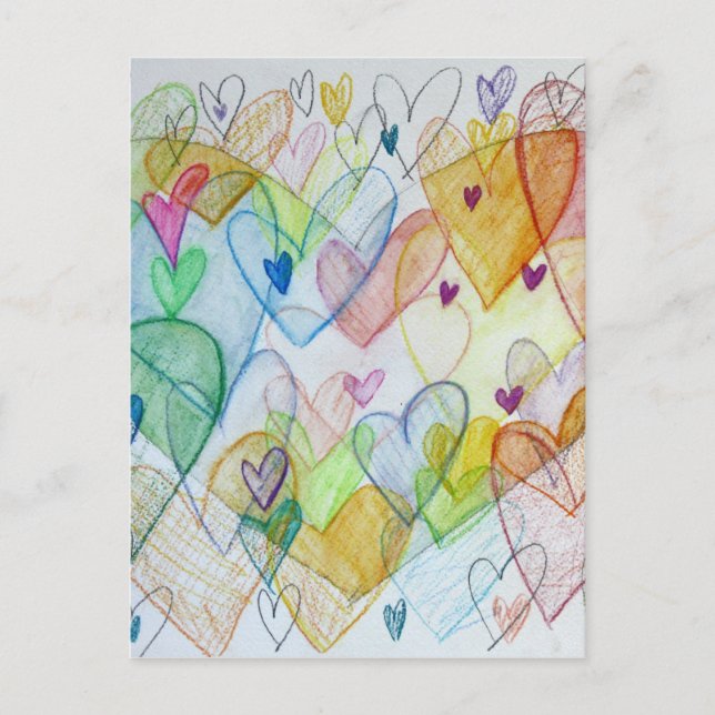Community Hearts Color Custom Art Postcards (Front)
