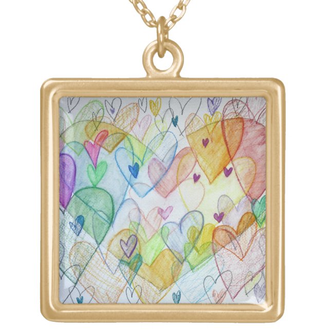 Community Hearts Color Pendant Necklace Jewelry (Front)