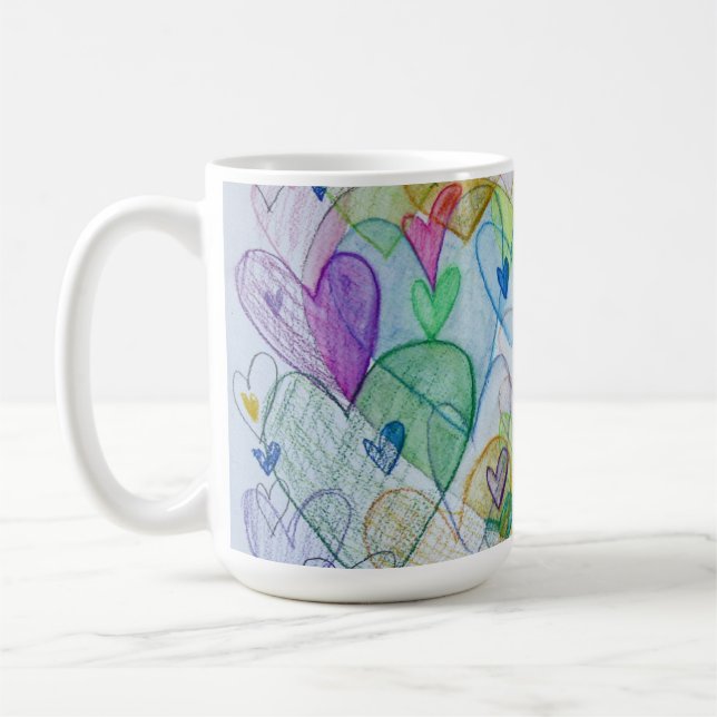 Community Hearts Rainbow Custom Coffee Cup (Left)