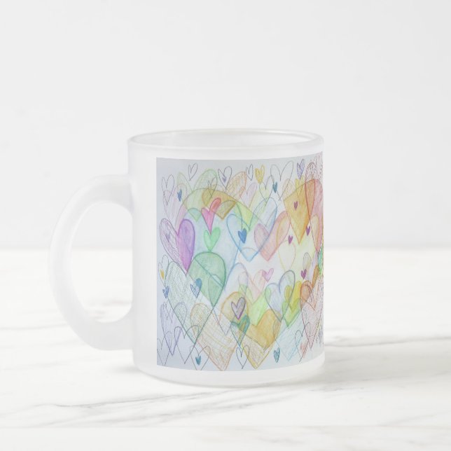 Community Hearts Rainbow Custom Coffee Cups (Left)