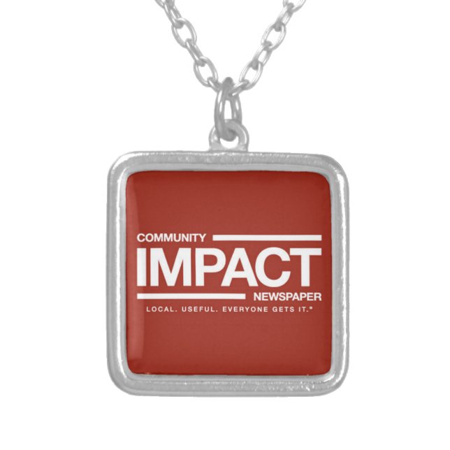 Community Impact Newspaper logo charm Silver Plated Necklace (Front)