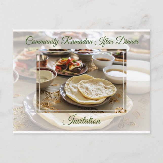 Community Ramadan Iftar Islamic Dinner Invitation Postcard (Front)
