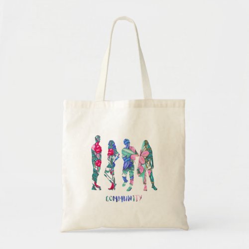 Community Silhouettes of young people Tote Bag