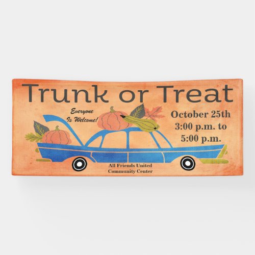 Community Trunk or Treat Halloween Long Car Event Banner