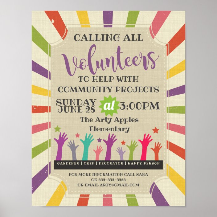 community volunteers flyer, event flyer carnival poster | Zazzle