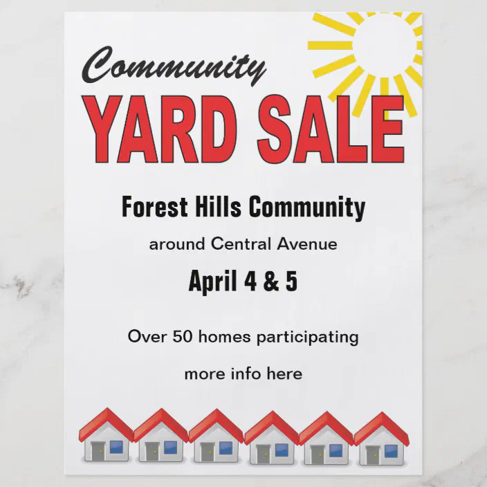 Personalized Community Yard Sale Custom Text Flyer Zazzle Com