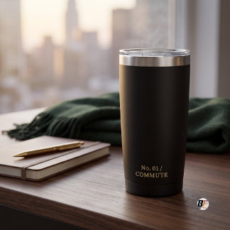 Commute Minimalist Typography Black Gold Insulated Tumbler