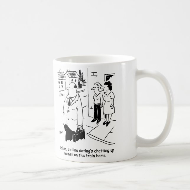 Commuter Online Dating Cartoon Coffee Mug (Right)