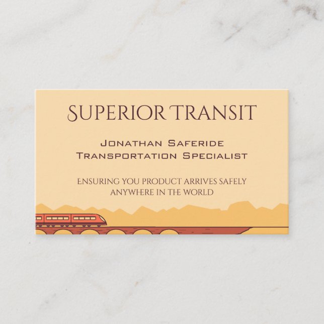 Commuter Train Crossing Bridge in Western Mountain Business Card (Front)