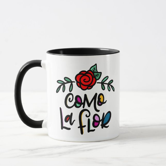 Como La Flor, Rose Illustration Mug (Left)