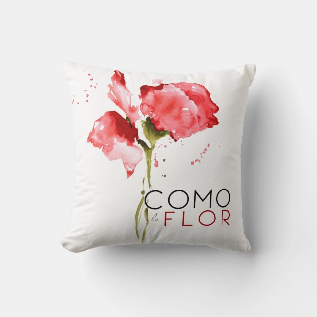 Como La Flor Throw Pillow (Front)