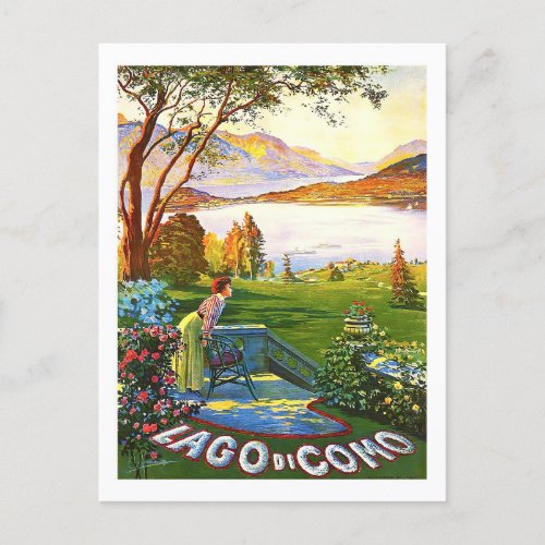 Como Lake Italy vintage travel Postcard