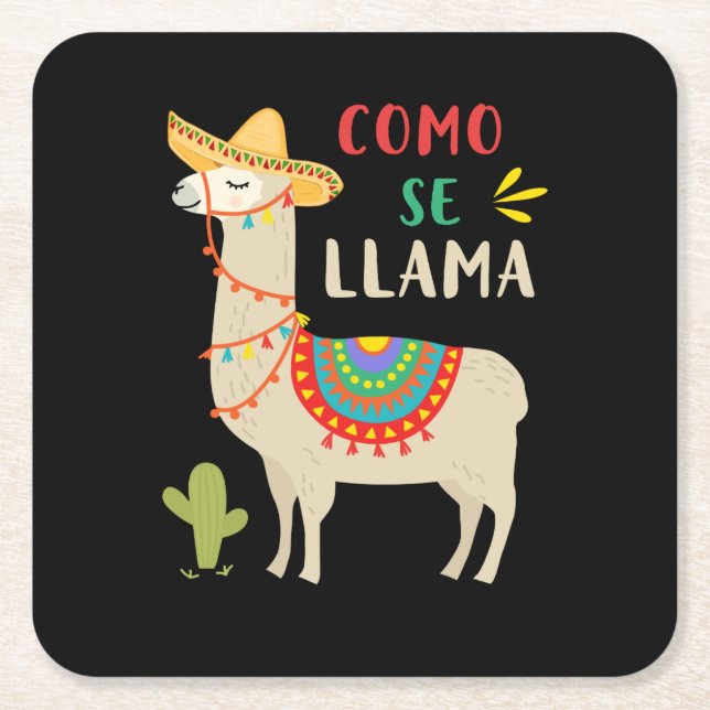 Como Se Llama Animal Funny Mexican Cinco De Mayo Square Paper Coaster (Front)