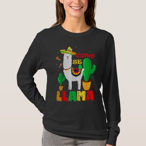 Como Se Llama  Llama Mexican Cinco De Mayo T_Shirt