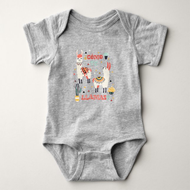 Como te Llamas. Funny Spanish Word Humor. Baby Bodysuit (Front)