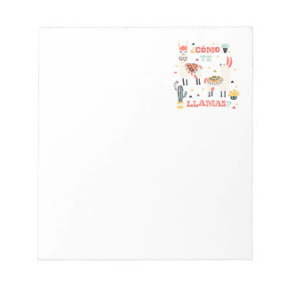 Como te Llamas. Funny Spanish Word Humor. Notepad