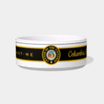 COMOCOU COLUMBIA, MISSOURI (COU) Pet Bowl<br><div class="desc">Pet Bowl white with black and gold concentric-circles design with "Y-NOT-ME CENTER OF THE UNIVERSE COLUMBIA, MO." over a black and gold rectangle. In the center of the circle is the Great Seal of Missouri. Feed your pet in a stylish pet bowl. This design is a shout-out to Columbia, Missouri,...</div>