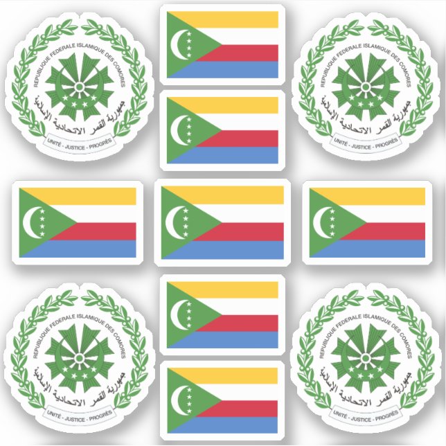 Comorian national symbols /Coat of arms and flag Sticker (Front)