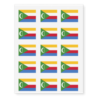 Comoros 2015 Flag Temporary Tattoos
