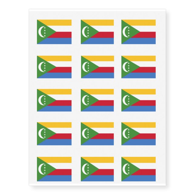 Comoros 2015 Flag Temporary Tattoos (Front)