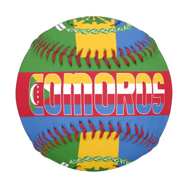 Comoros Flag and Coat of Arms Patriotic Baseball (Front)