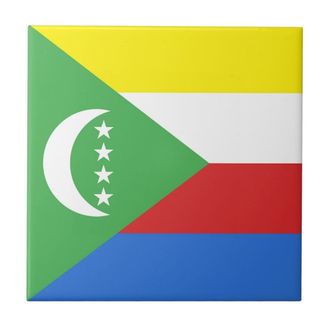 Comoros flag ceramic tile (Front)