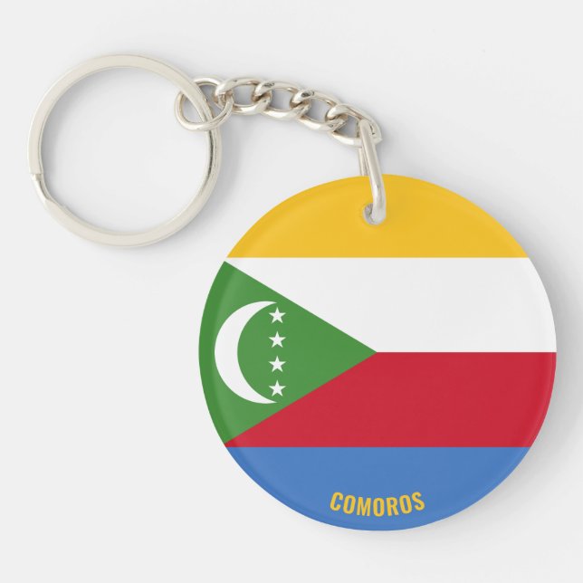 Comoros Flag Charming Patriotic Keychain (Front)