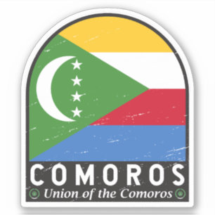 Comoros Flag Emblem Distressed Vintage Sticker