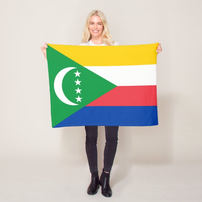 Comoros Flag Fleece Blanket (In Situ)