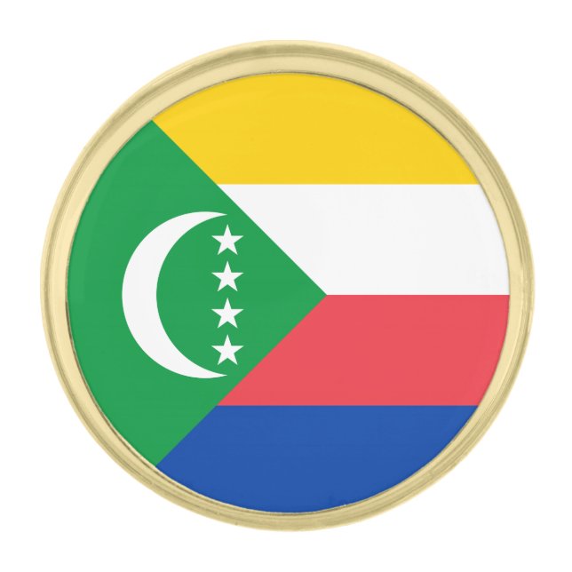 Comoros Flag Gold Finish Lapel Pin (Front)