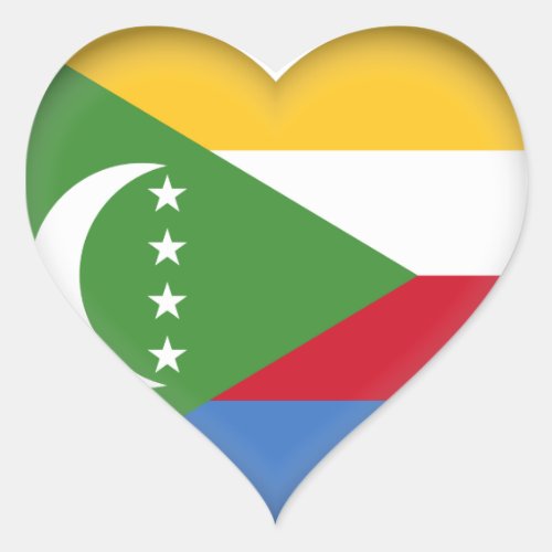 Comoros Flag Heart Sticker