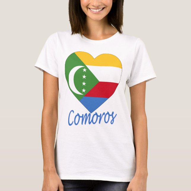 Comoros Flag Heart T-Shirt (Front)