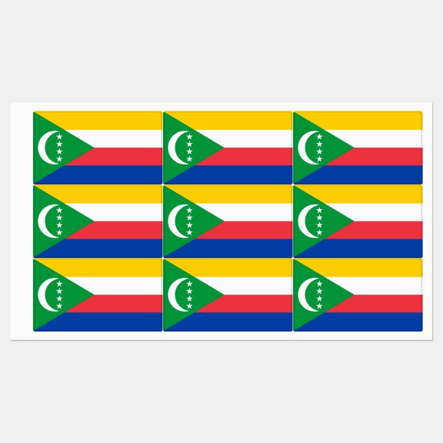 Comoros Flag Labels (Sheet)