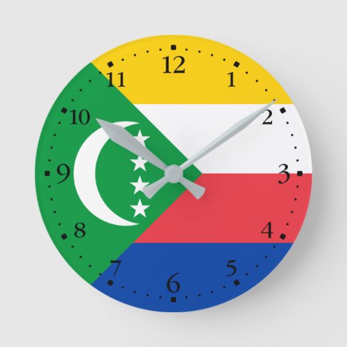 Comoros Flag Round Clock