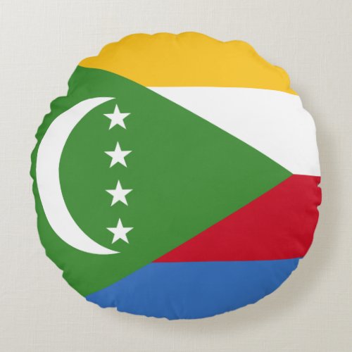 Comoros Flag Round Pillow