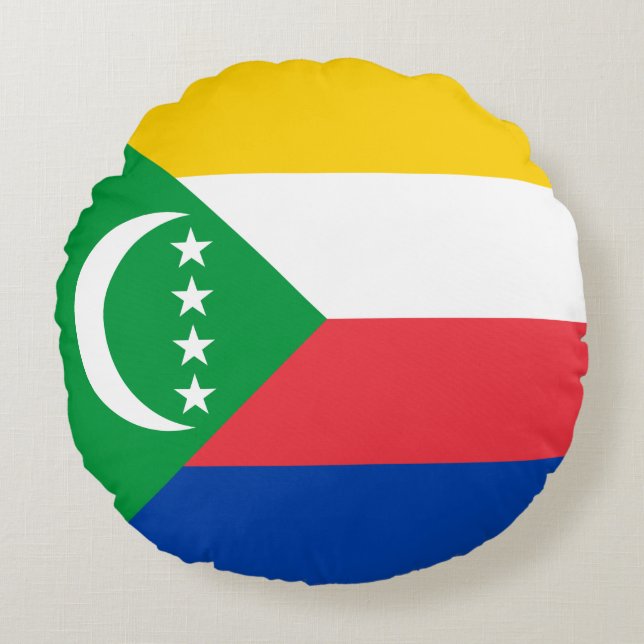 Comoros Flag Round Pillow (Front)