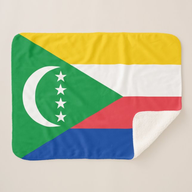 Comoros Flag Sherpa Blanket (Front (Horizontal))