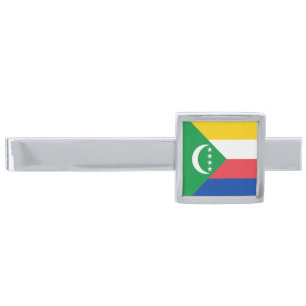 Comoros Flag Silver Finish Tie Bar