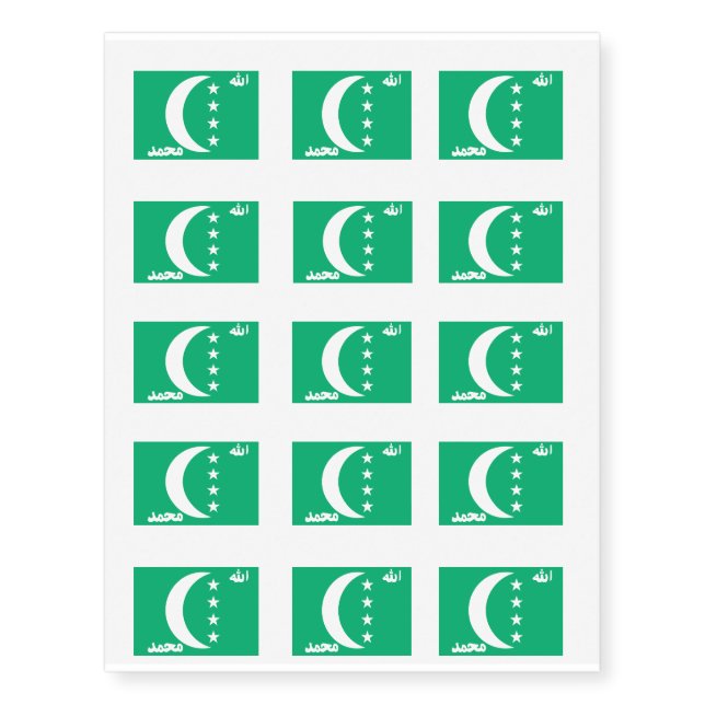 Comoros - Flag Temporary Tattoos (Front)