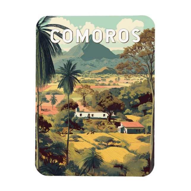 Comoros Illustration Travel Art Vintage Magnet (Vertical)