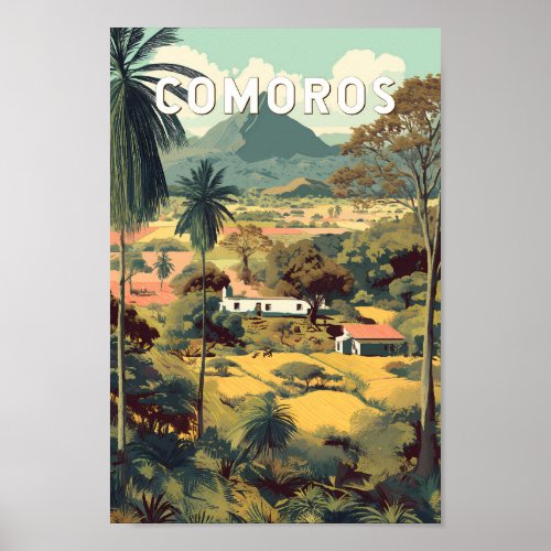 Comoros Illustration Travel Art Vintage